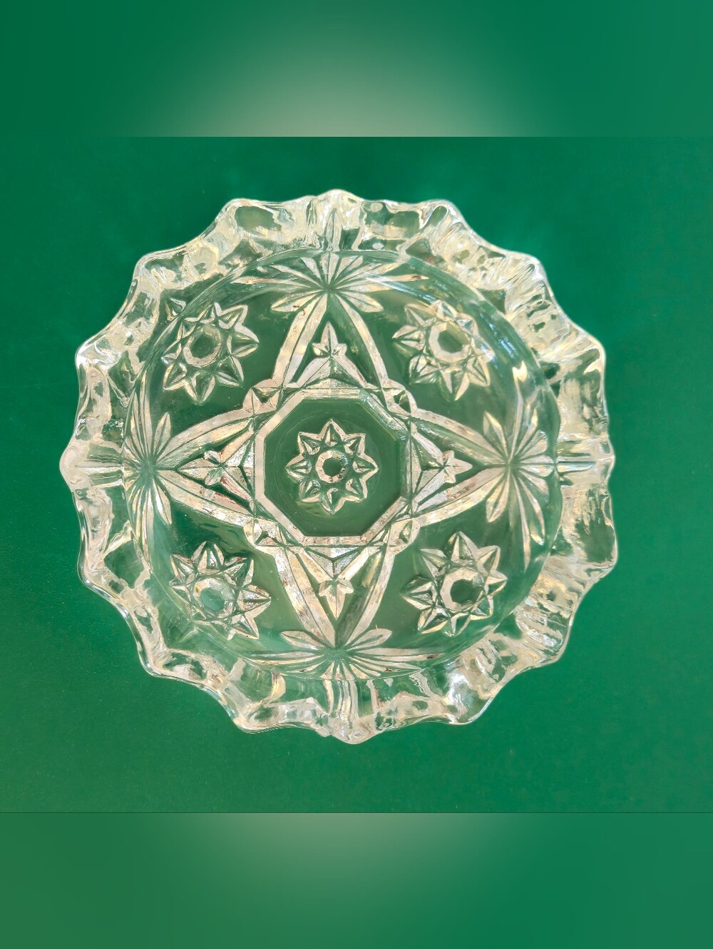 Vintage Mid Century Anchor Hocking American Prescut 4" Ashtray Clear Glass